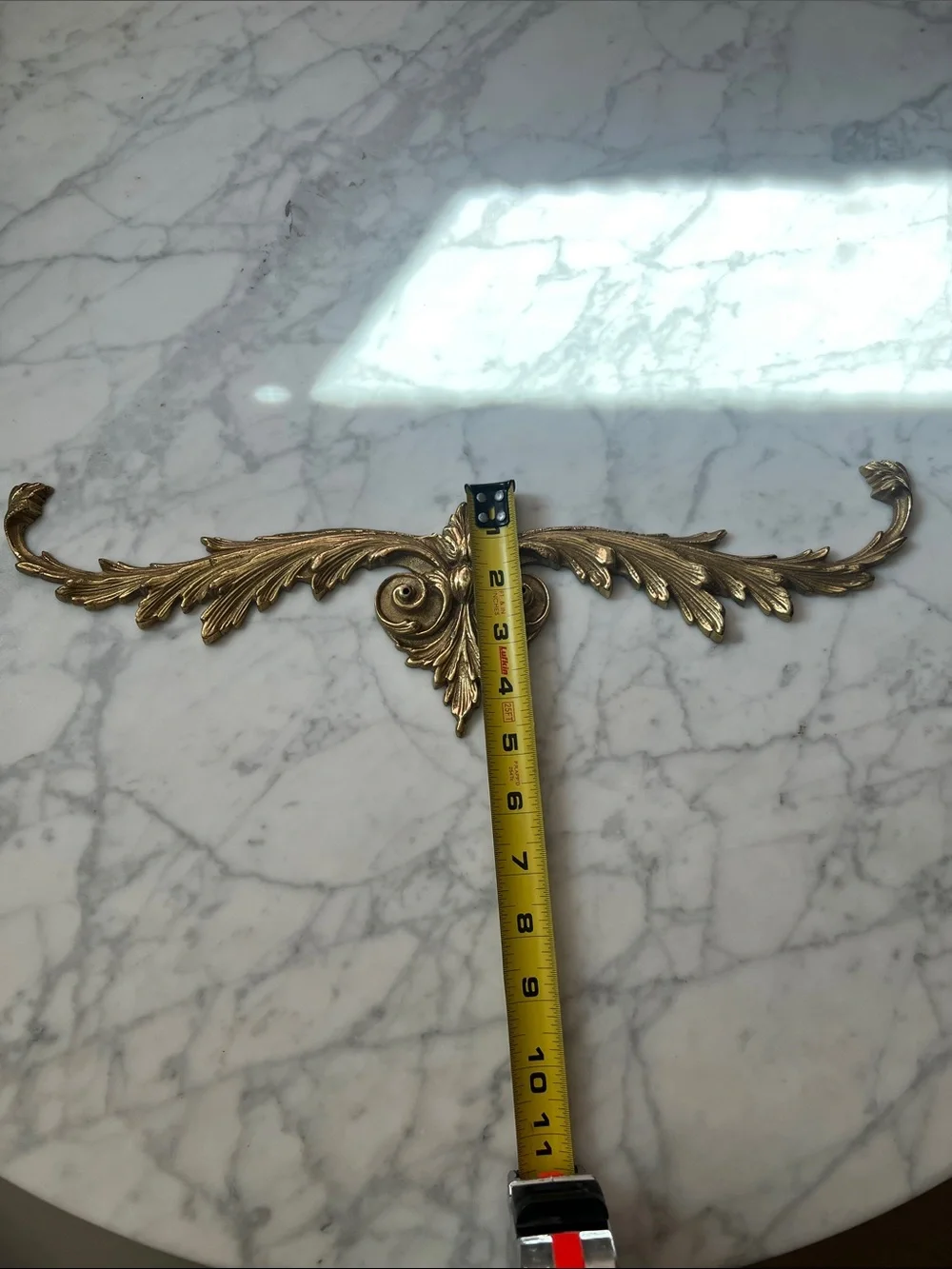 Solid Brass Ornate Gold Leaf Wall Accent - Decorative Applique